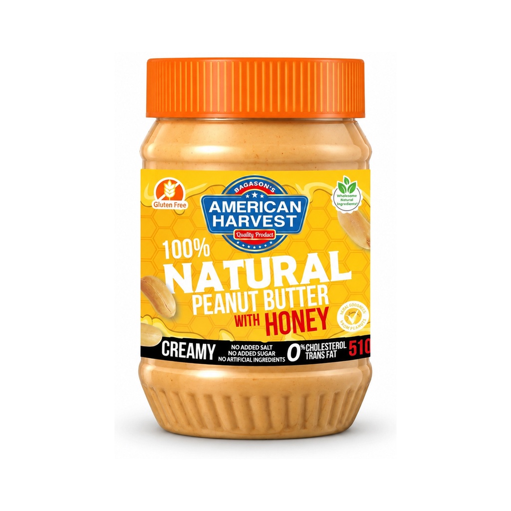 American Harvest Peanut Butter Creamy- All Natural With Honey 510g ...